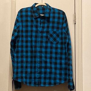 Stylish Blue and Black Plaid Men's Shirt
